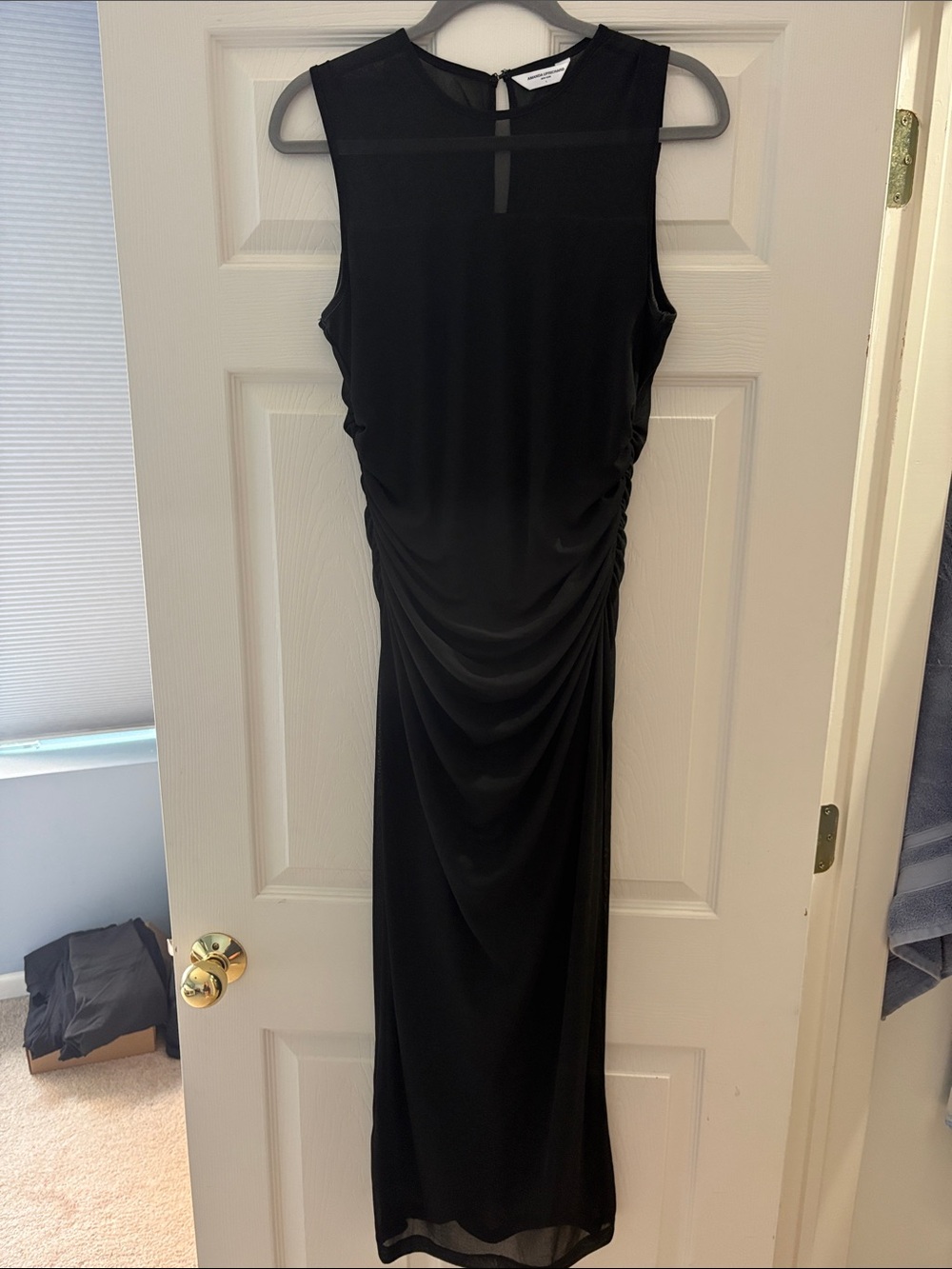 Amanda Uprichard Black Sleeveless Ruched Maxi Dress